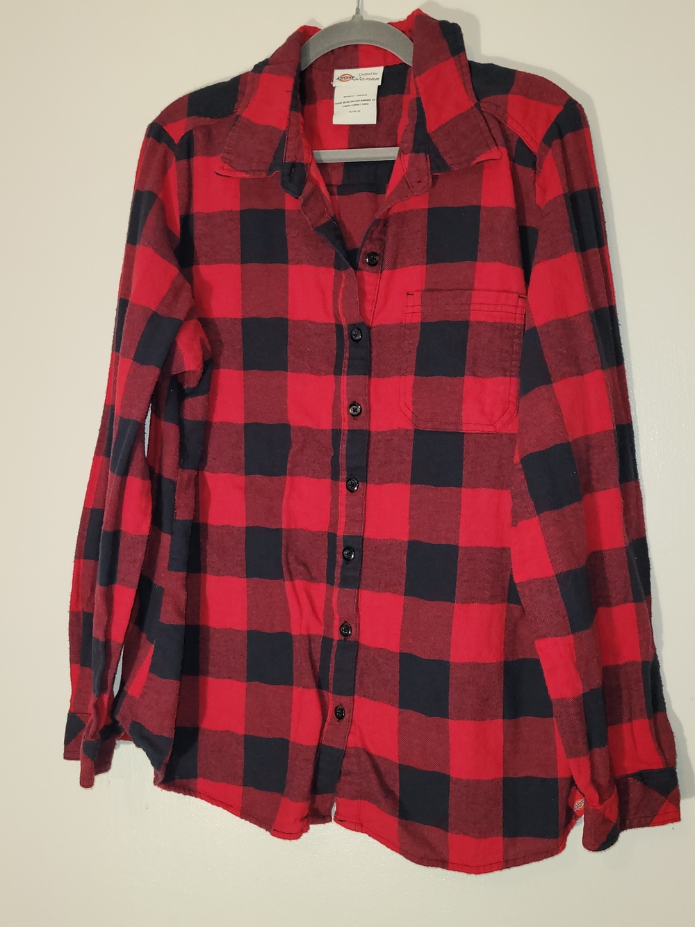 Dickies Red and Black Buffalo Plaid Button-Down Shirt